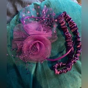 Purple Fascinator with Matching Garter Belt